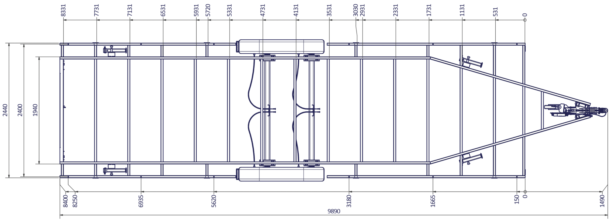 REMOLQUE TINY HOUSE PLATAFORMA U 8,4 m x 2,44 m - 2.840 Kg